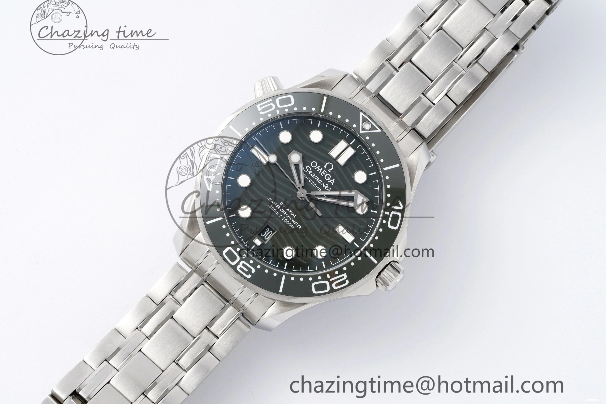 0123 Seamaster Diver 300M ZF 1:1 Best Edition Green Ceramic Green Dial on SS Bracelet A BestValue 7825